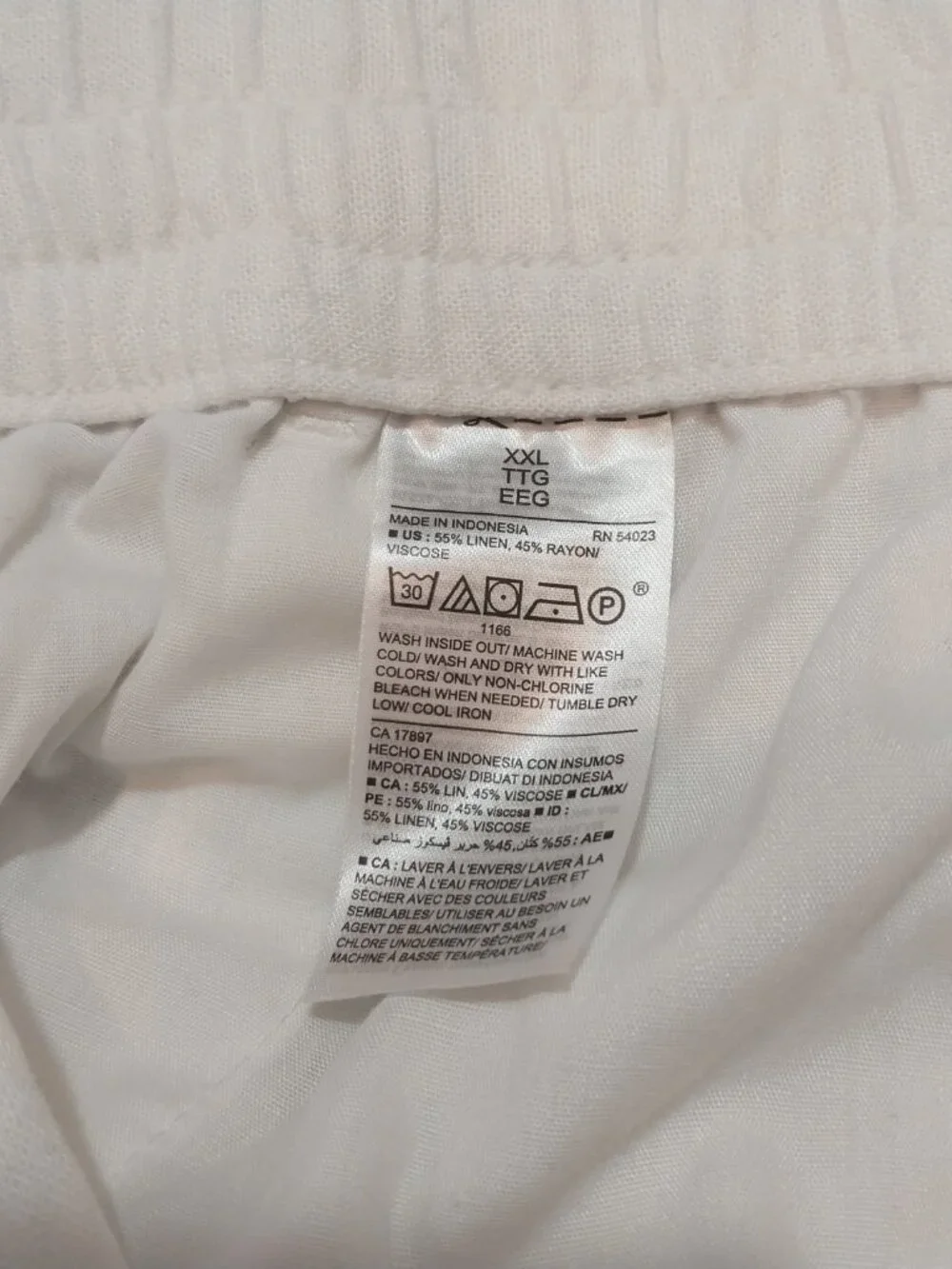 Old Navy White Linen Blend Pants Mens XXL 46X27 Drawstring Elastic Waist Pockets